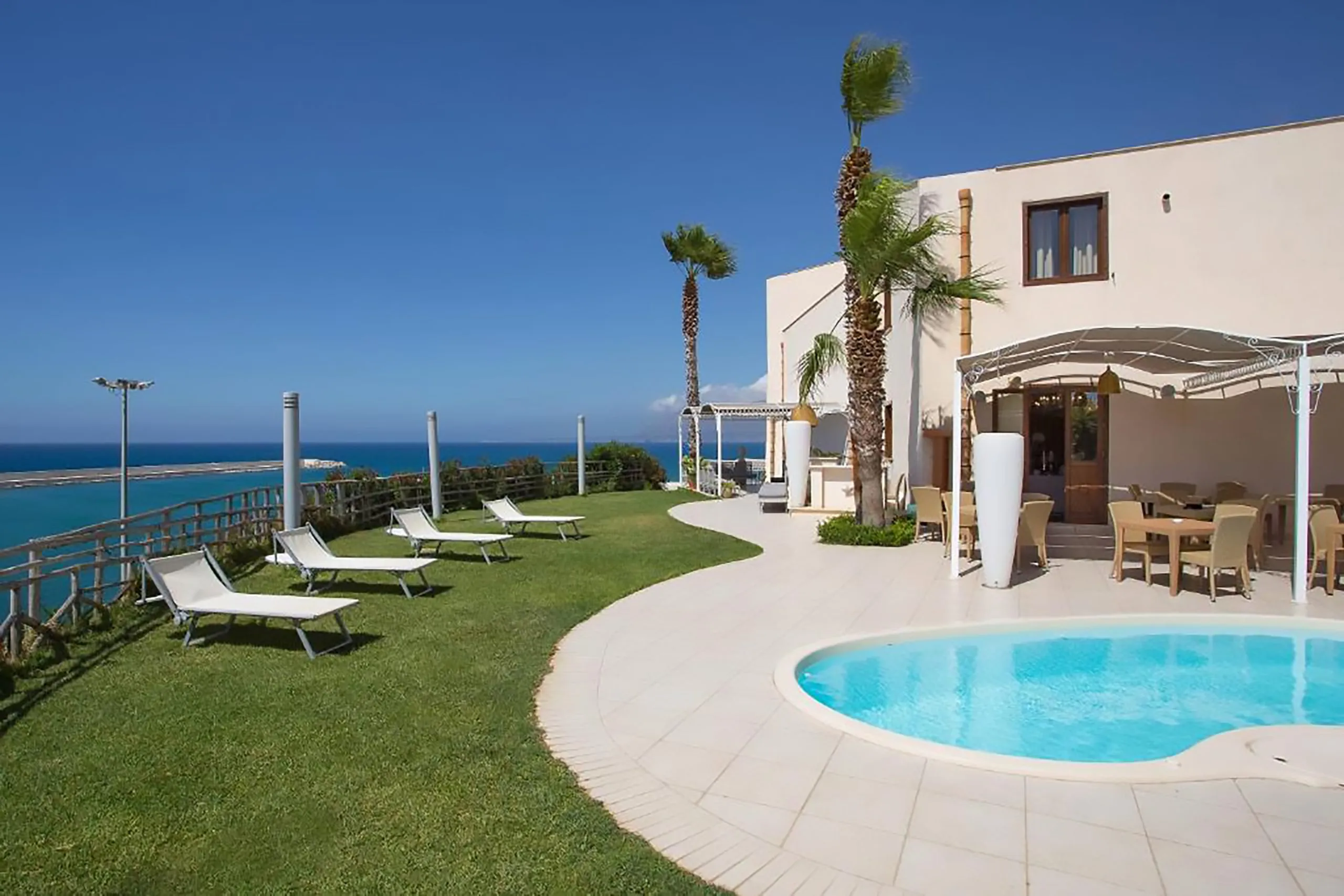 Pool and sea view at Marina Holiday Hotel & Spa